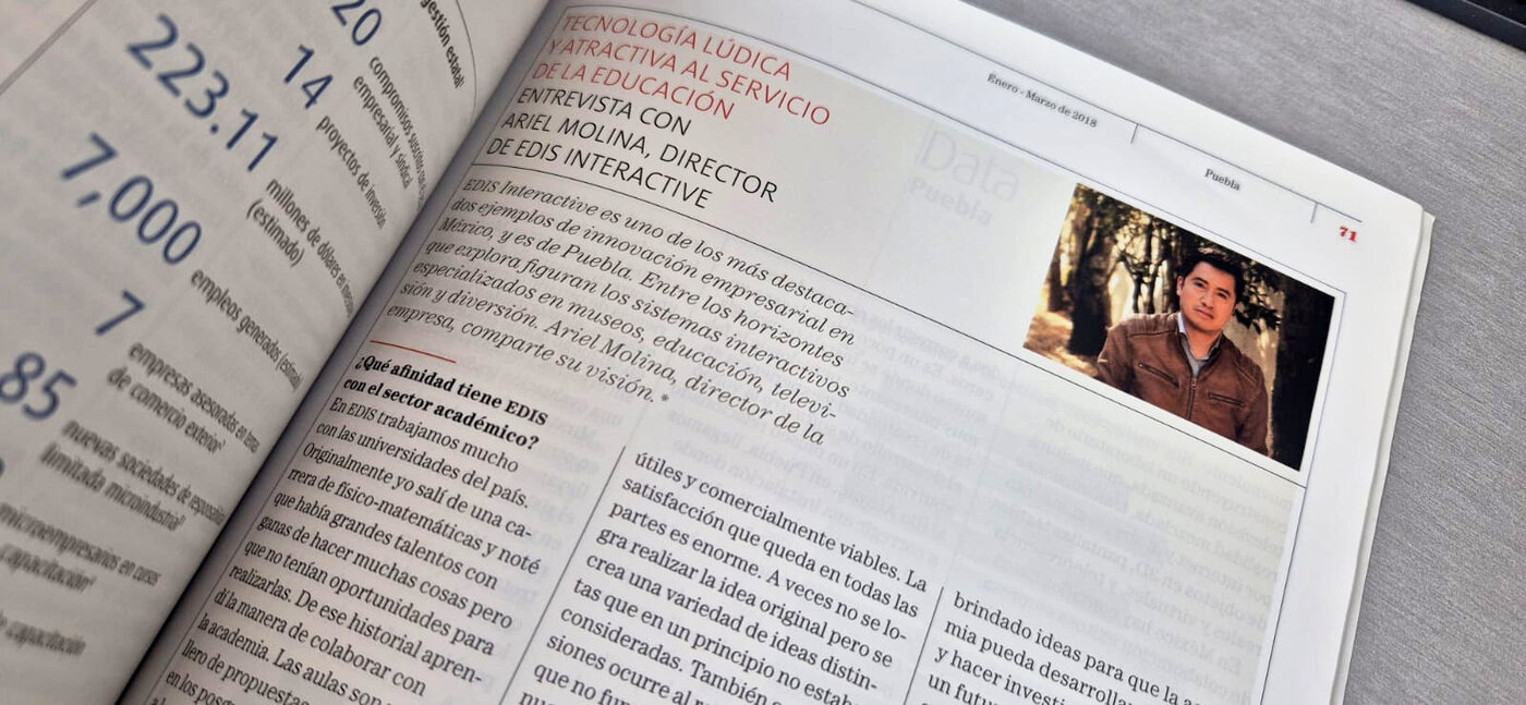 Reportaje «Tecnología lúdica y atractiva al servicio de la educación», entrevista con Ariel Molina, director de EDIS Interactive, en Comercio Exterior (Bancomext)