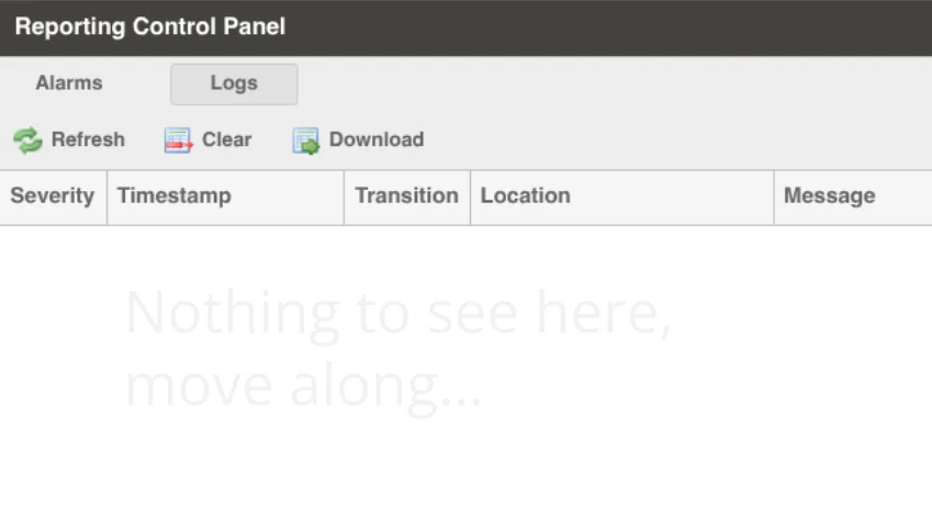 Sencore IRD event log with zero entries while receiving the natively remuxed CBR stream over MoQ.